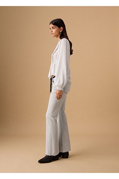 Mango Teen Zımbalı flare crop jean pantolon