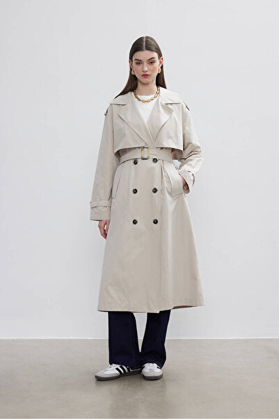 BE BLUE Stone Trench Coat with Double WindbReakeR