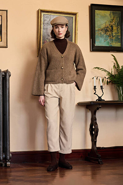 BE BLUE Light Beige Velvet Roller Pants