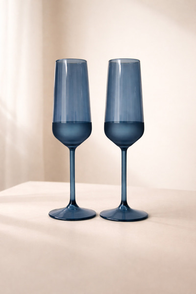 Rakle Matte 2'li Şampanya Kadehi Seti Mavi 195 cc