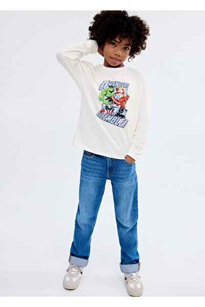 MANGO Kids Süper kahramanlı pamuklu Marvel tişört