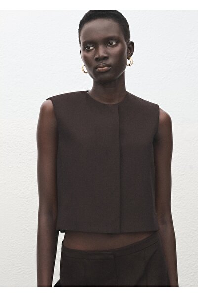 MANGO Woman Yün karışımlı crop bluz