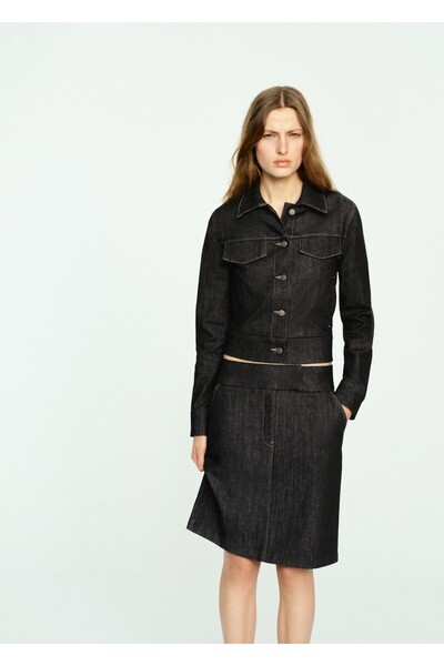 MANGO Woman Midi denim etek