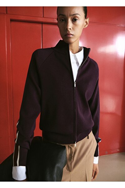 MANGO Woman Çizgili triko hırka