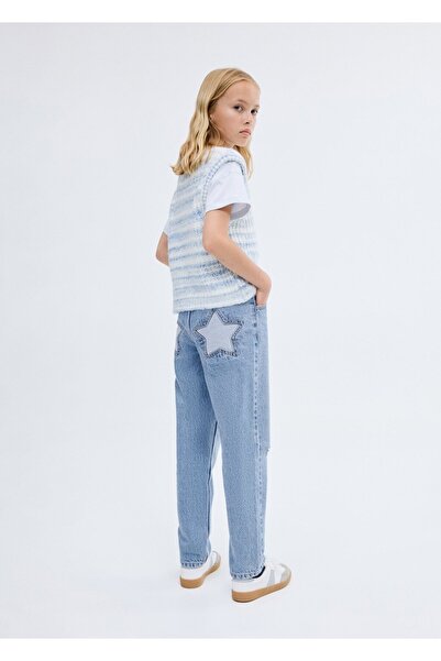 MANGO Kids Dekoratif yırtıklı mom fit jean pantolon