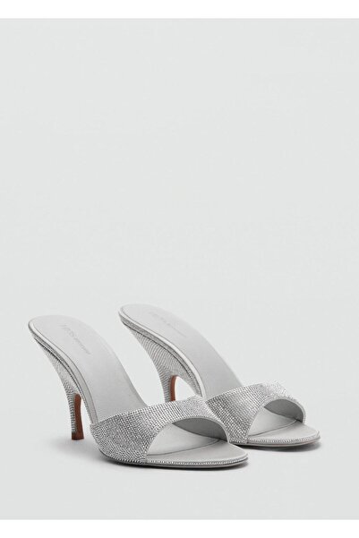 MANGO Woman Strass taşlı dolgu topuklu sandalet