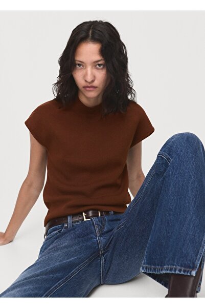 MANGO Woman Kısa kollu ince triko kazak