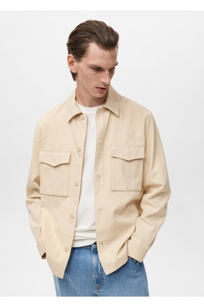 MANGO Man Düğmeli düz kesim pamuk ceket