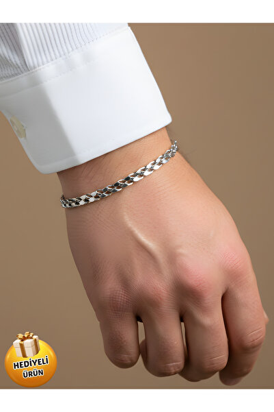 Piercing Market Steel & Silver Erkek Gümüş Renk Çift Sıralı Model Tasarım Bil...