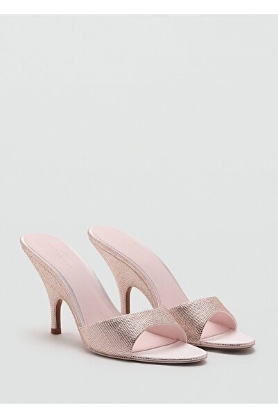 MANGO Woman Strass taşlı dolgu topuklu sandalet