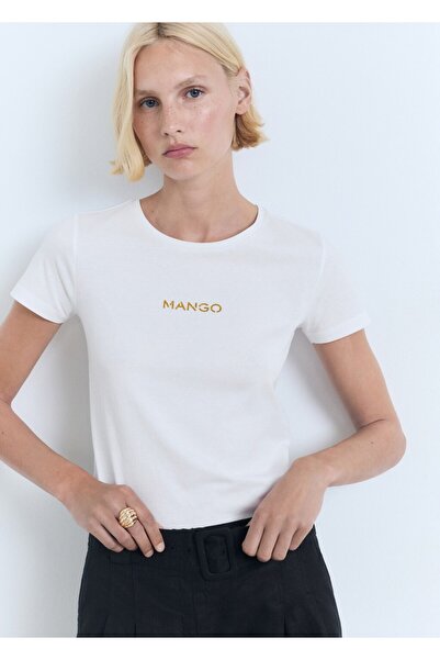 MANGO Woman Pamuklu logolu tişört