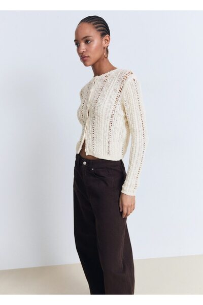 MANGO Woman İşlemeli triko hırka