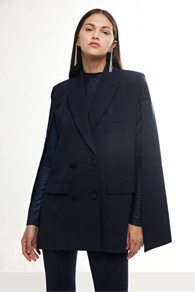 BE BLUE BLAZER ALBASTRU ÎNCHIS TIP PELERINĂ