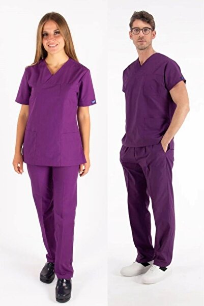 uçak iş giyim بدلة أرجوانية من الألبكة برقبة على شكل حرف V (أكمام مزيفة)