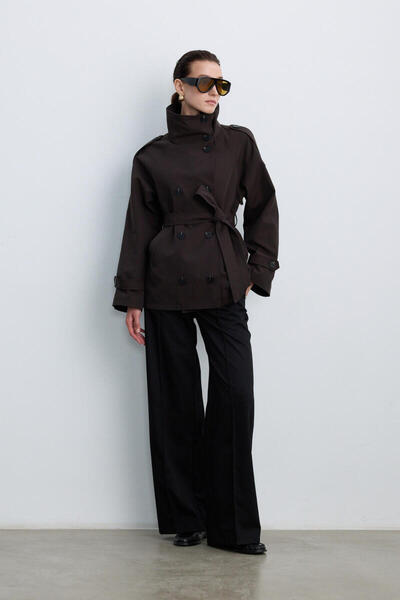 BE BLUE ΚΑΦΕ ΚΑΜΠΑΝΙΑΤΙΚΟ ΠΑΛΤΟ ΜΕ ΚΑΛΑΜΑΡΙΟ ΚΑΛΑΘΟΥ