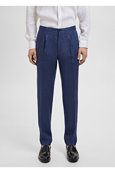 MANGO Man Salerno %100 Keten Slim Fit Takım Pantolonu