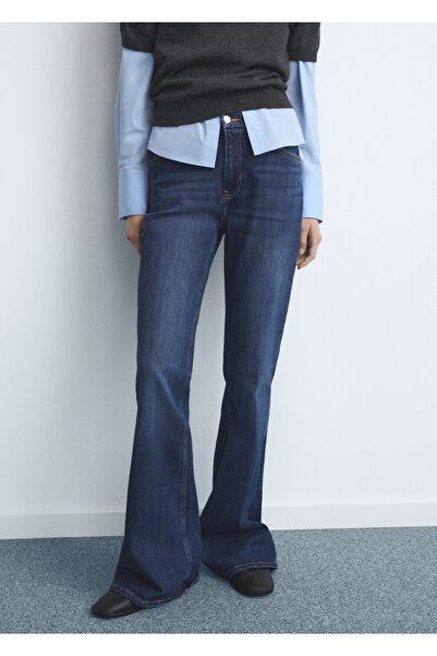 MANGO Woman Violeta yüksek bel flare jean pantolon