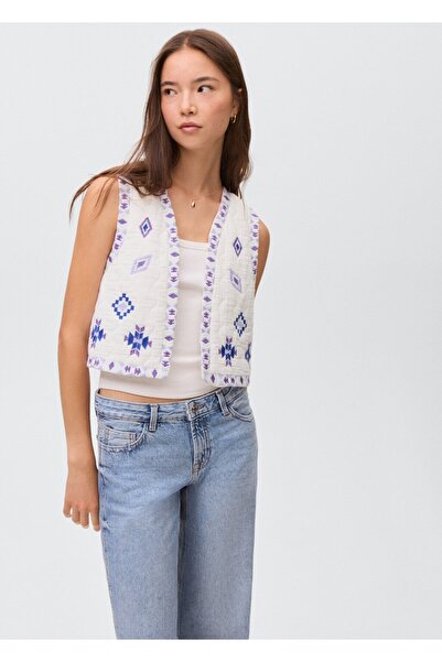 Mango Teen Etnik işlemeli yelek