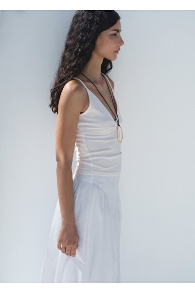 MANGO Woman V yaka pamuklu bluz