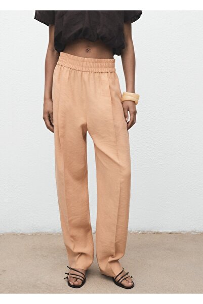 MANGO Woman Beli lastikli lyocell pantolon