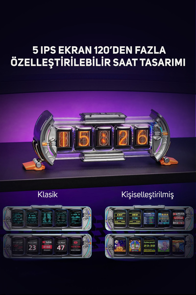 DIVOOM Timesgate 5 Ekranlı Rgb Işıklı Akıllı Dijital Saat Youtuber Ve Oyuncu Dekor resim çerçevesi