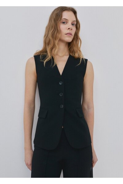 MANGO Woman Dar kesim kumaş yelek