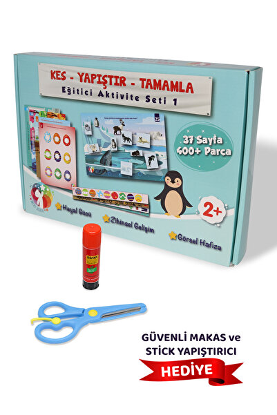 MERT BEBEK KES-YAPIŞTIR-TAMAMLA EĞİTİCİ AKTİVİTE SETİ, OKUL ÖNCESİ MAKASLI ET...