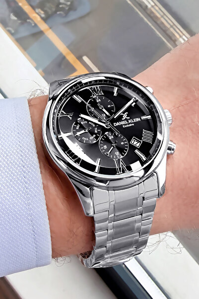 Daniel Klein ساعة يد رجالية حصرية مقاومة للماء 3 أتموسفير، سوار فولاذي فضي ال...