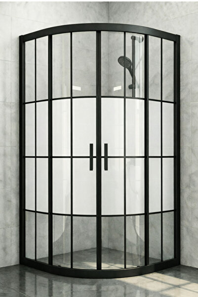 Durul Duşakabin Oval Siyah Çizgi Ortası Buzlu 5mm Yükseklik 190 Cm