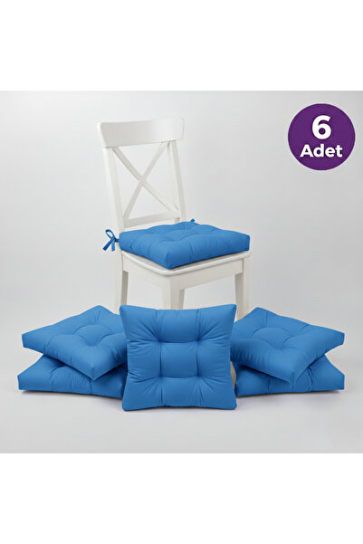 ALTINPAMUK Pachet de 6 perne pentru scaune pufoase, aurii, albastre, cusute s...