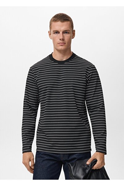 MANGO Man Çizgili uzun kollu tişört