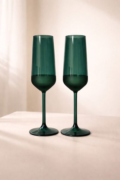 Rakle Matte 2'li Şampanya Kadehi Seti Yeşil 195 cc
