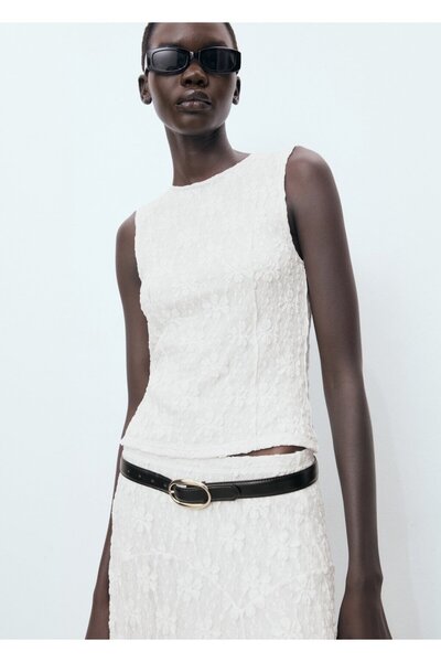 MANGO Woman Askılı dantel tişört