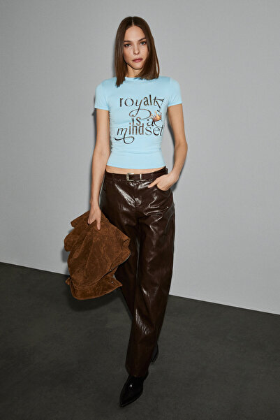 GRIMELANGE Lumivya Women's Organic Cotton Crew Neck Short Sleeve Printed Slim...