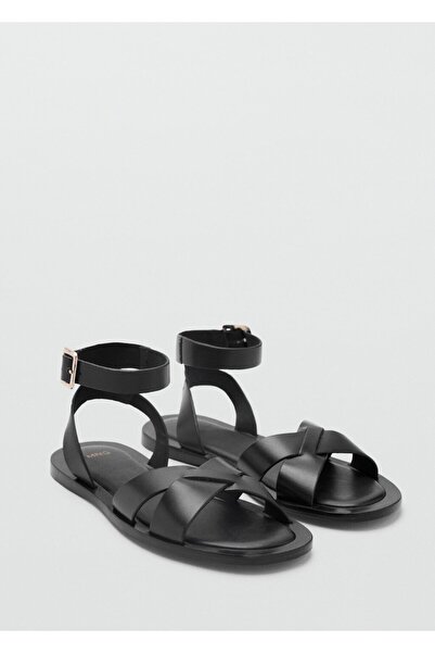 MANGO Woman Ledersandalen mit Schnallenriemen