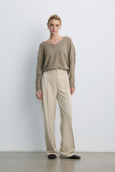 BE BLUE Stone Ribbed Palazzo Pants