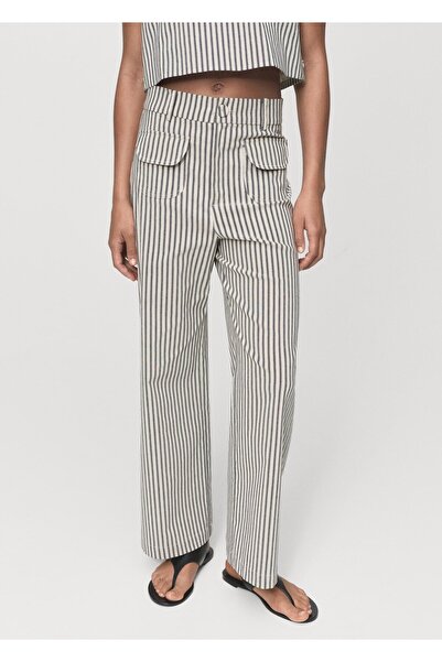 MANGO Woman Cepli çizgili pantolon