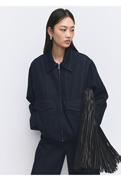 MANGO Woman Kürk yakalı denim ceket