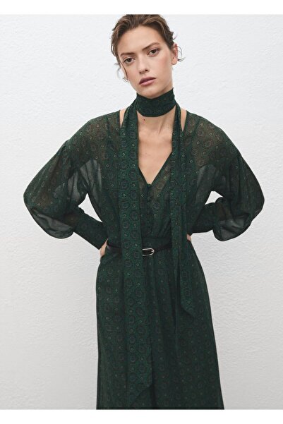 MANGO Woman Fularlı desenli elbise