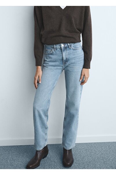 MANGO Woman Matilda düz kesim orta bel jean pantolon