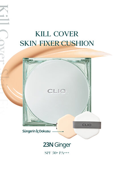 CLIO Kalıcı, Mat Cushion Fondöten Kill Cover Skin Fixer Cushion + Refill (23N...