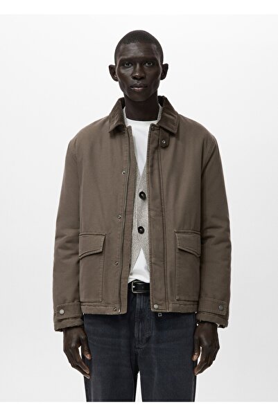 MANGO Man Fitilli kadife yakalı kapitone ceket