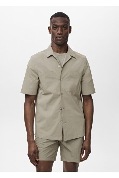 MANGO Man Cepli ve bowling yaka gömlek
