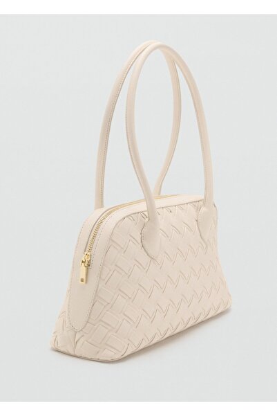 MANGO Woman Örgü desenli bowling çantası