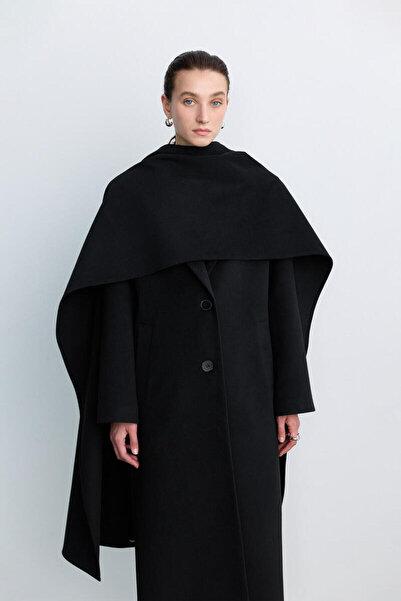 BE BLUE Black Coat Shawl