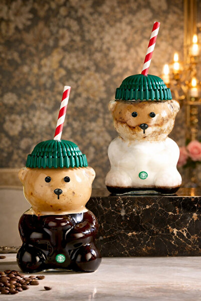 YzHome 2 Li Cam Barista Cold Drink Cocktail Glass Teddy Cup with Teddy Bear 5...