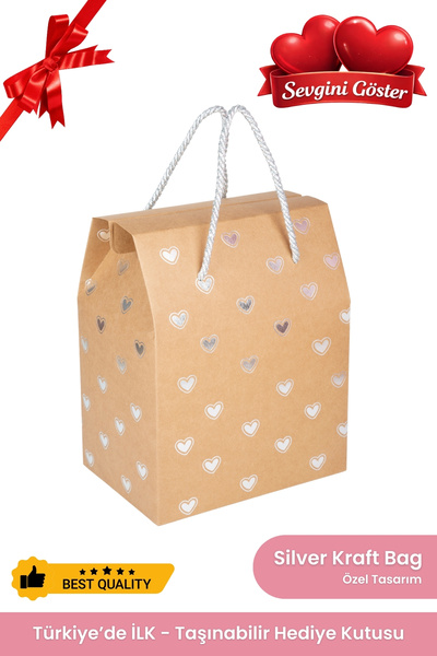 OGTWO Sevgililer Günü İçin Hediye Kutusu Çanta Kalpli Kraft Karton Sevgiliye ...
