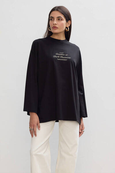 BE BLUE DARK DESICIONS UZUN KOLLU T-SHIRT