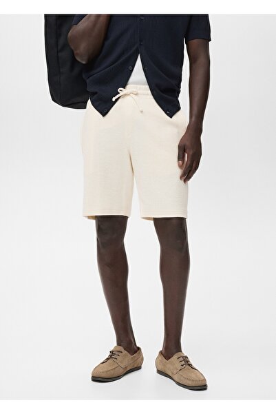 MANGO Man İpli pamuklu bermuda şort