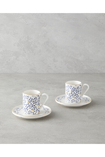 English Home طقم فناجين قهوة إليرا بون بورسلين مكون من 4 قطع لشخصين، 90 مل، أ...